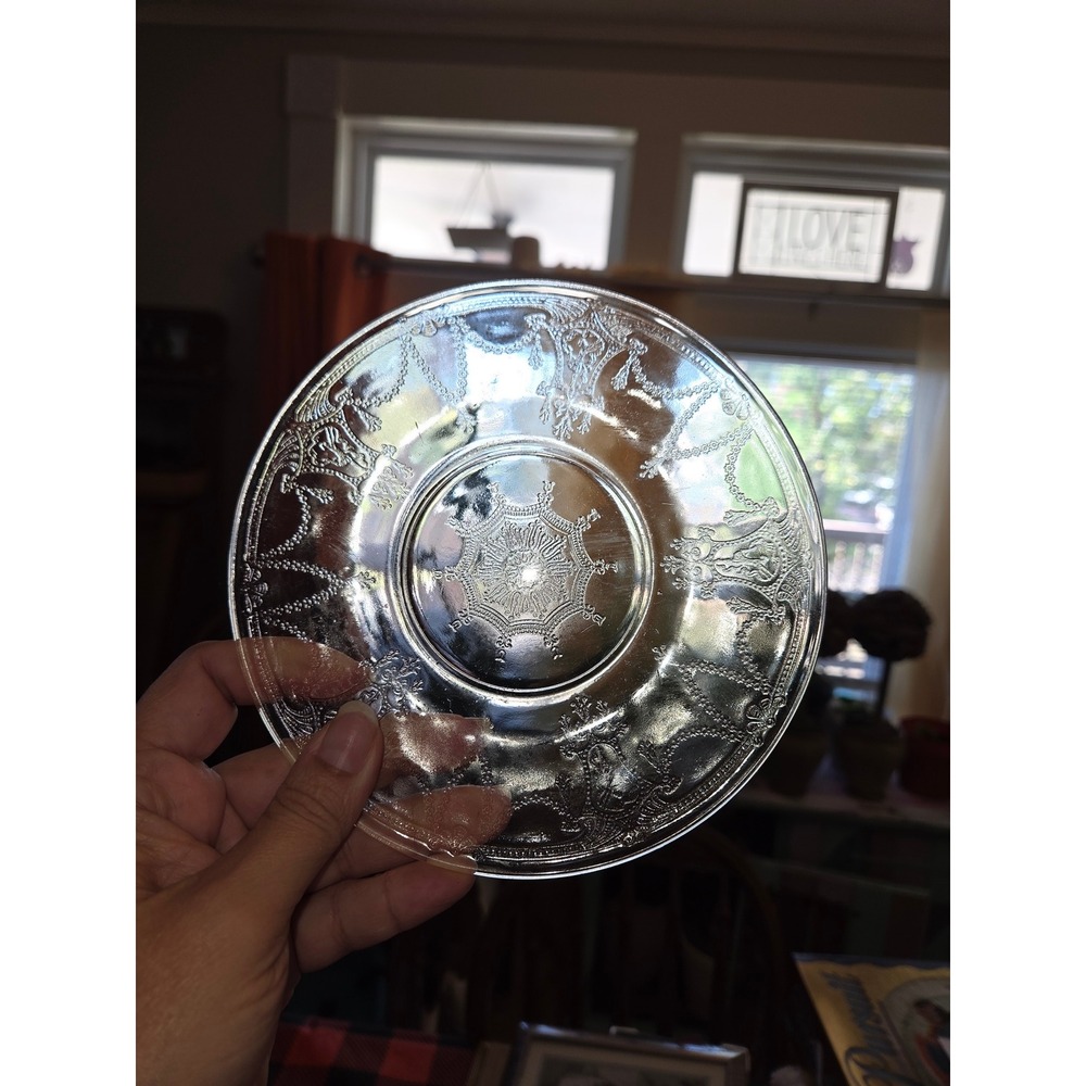 Vintage Hocking Glass Princess Pattern Clear Depression Glass Saucer 1930s